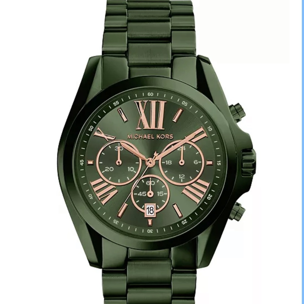Michael Kors Bradshaw olive and rose gold watch